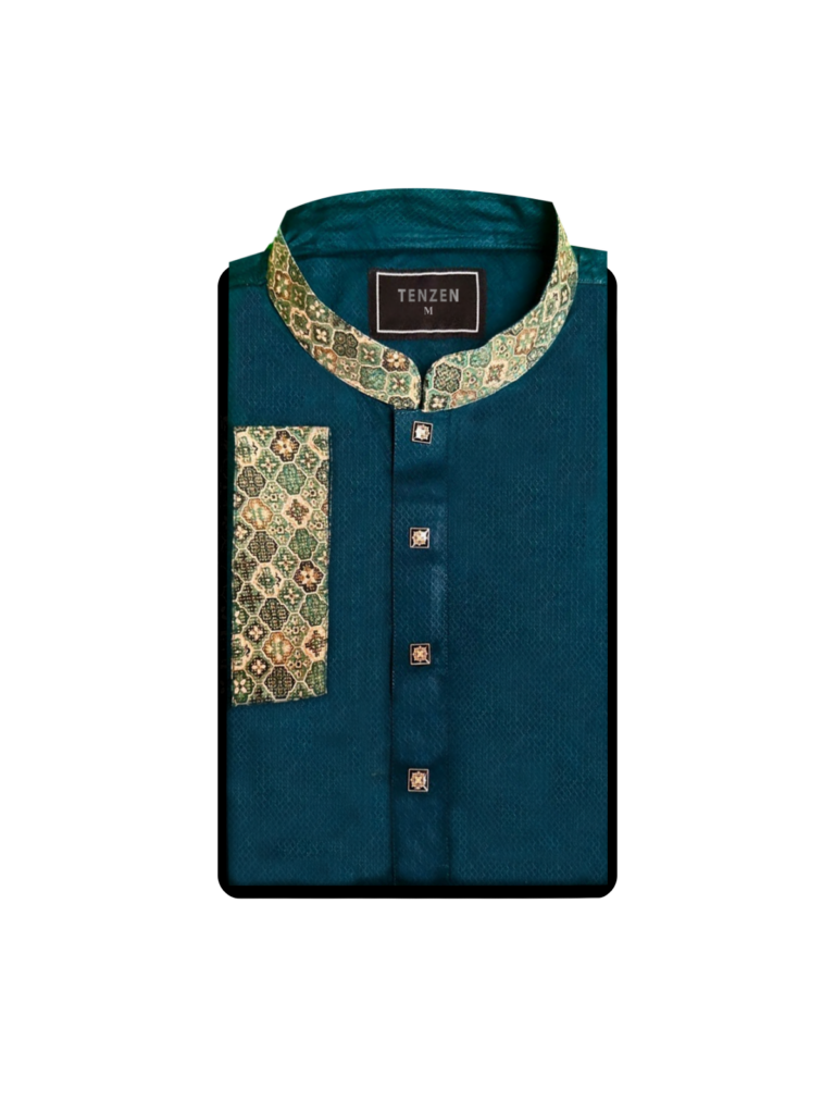 Premium Embroidered Panjabi Tea Green