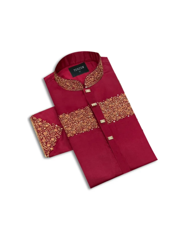 Premium Embroidered Panjabi Maroon