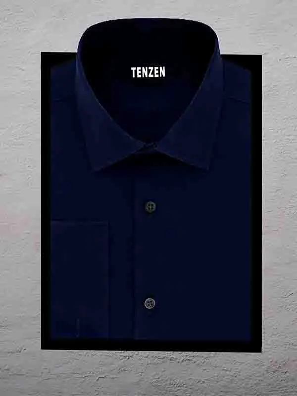 Cotton shirt Full sleeve Solid Navy